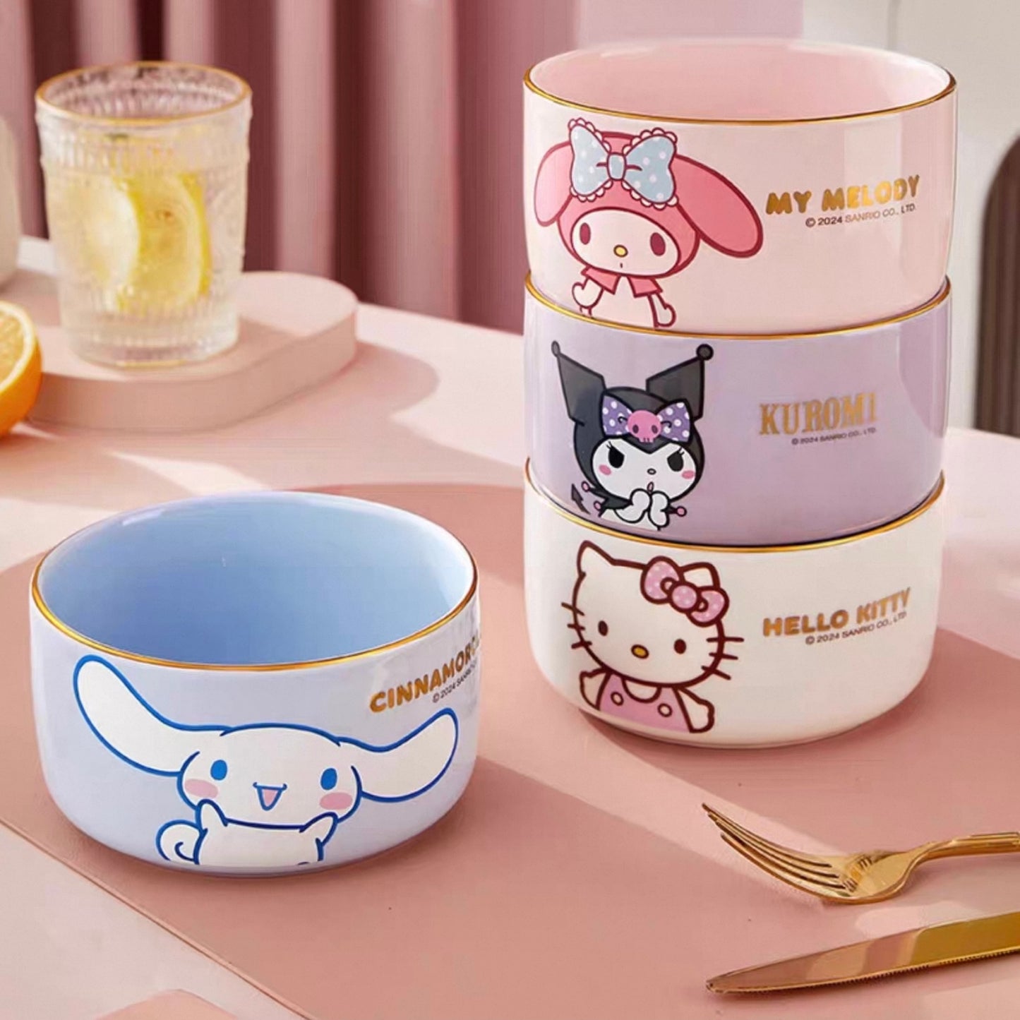 Midori Gold Rim Ceramic Bowl