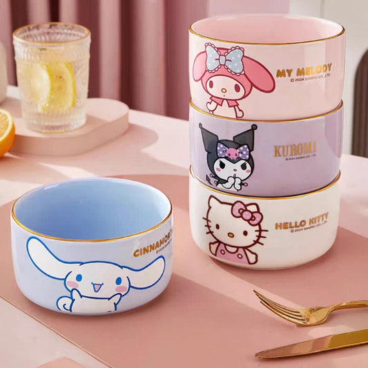 Midori Gold Rim Ceramic Bowl