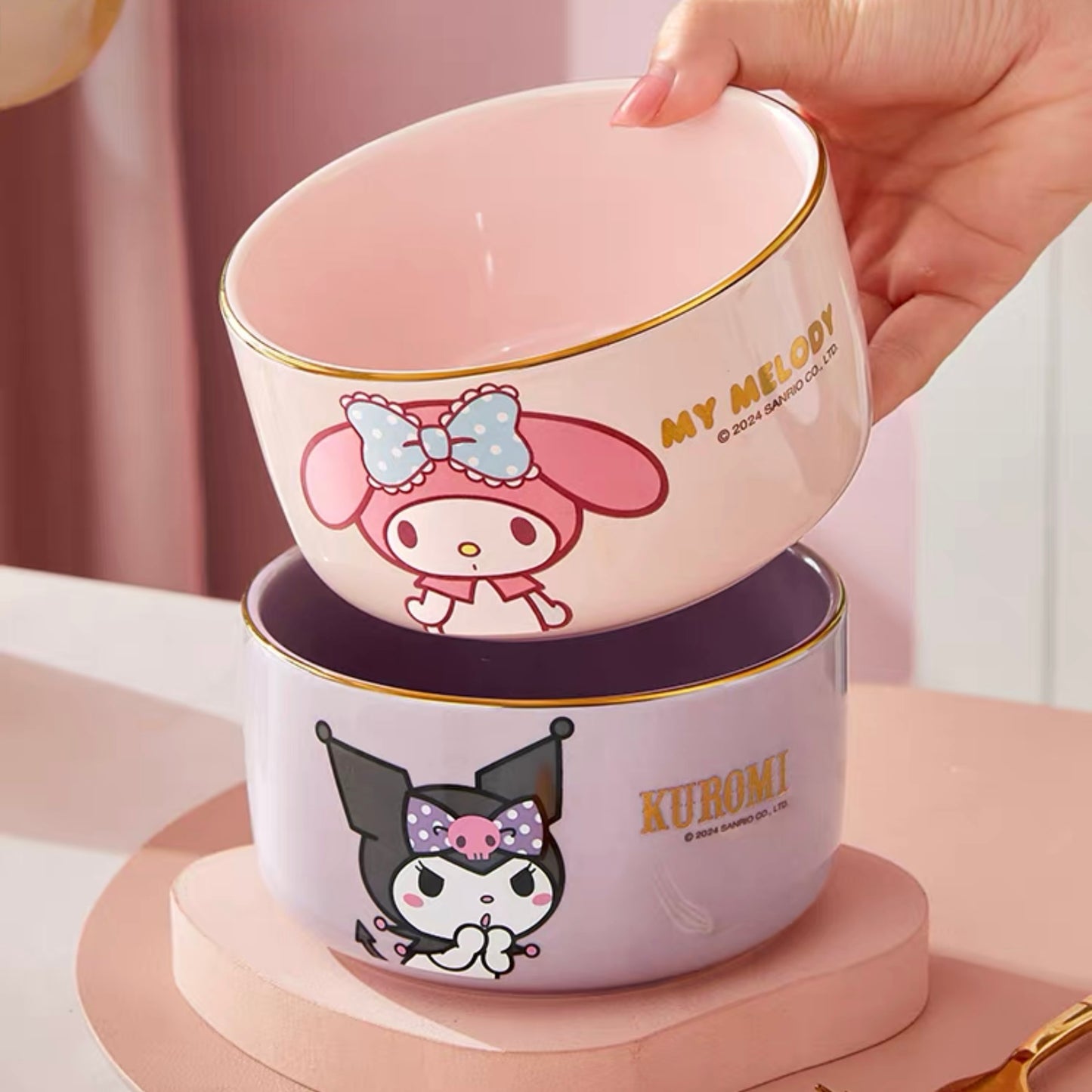 Midori Gold Rim Ceramic Bowl