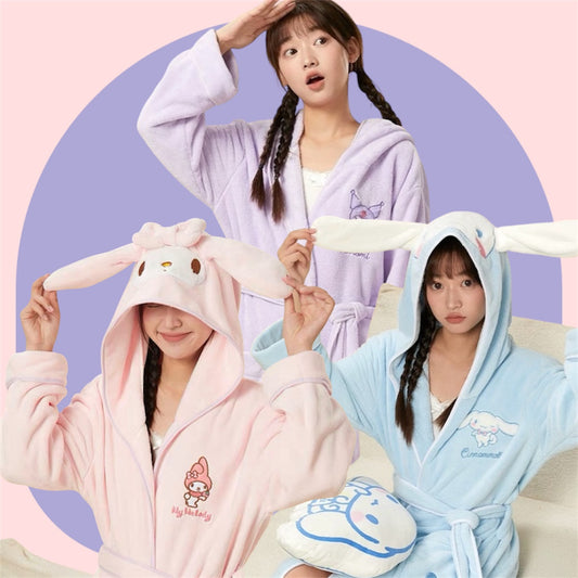 Miyuki Coral Fleece Bath Robe