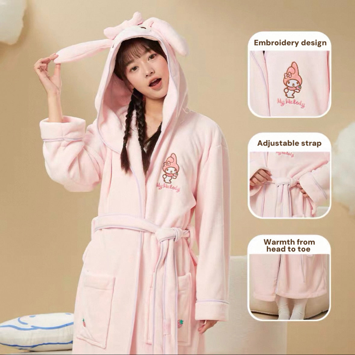 Miyuki Coral Fleece Bath Robe